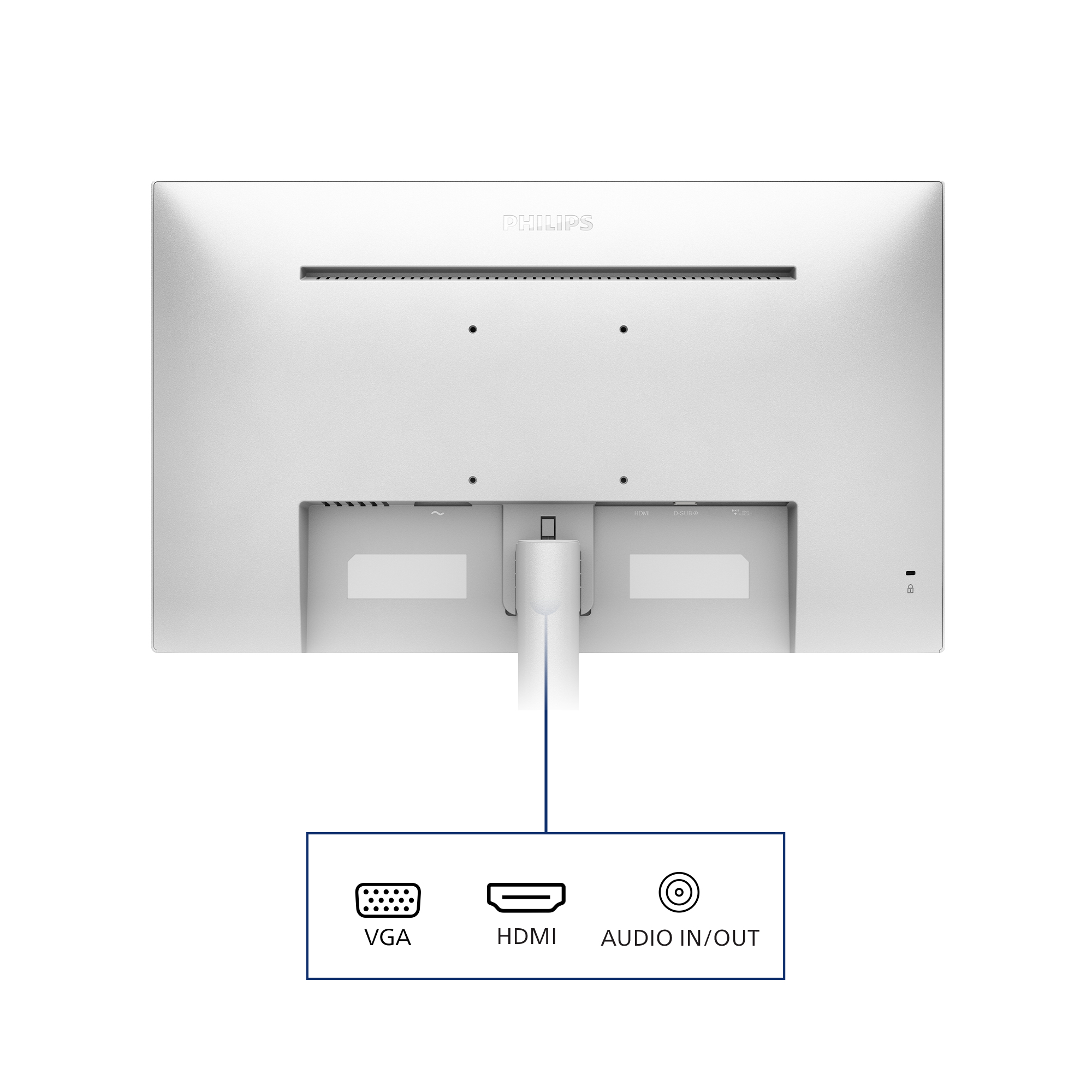 Philips V-line 241V8AW - LED-skærm - 24"" (23.8"" til at se) - 1920 x 1080 Full HD (1080p) @ 75 Hz - IPS - 250 cd/m² - 1000:1 - 4 ms - HDMI, VGA - højtalere - tekstureret hvid - Billede 4