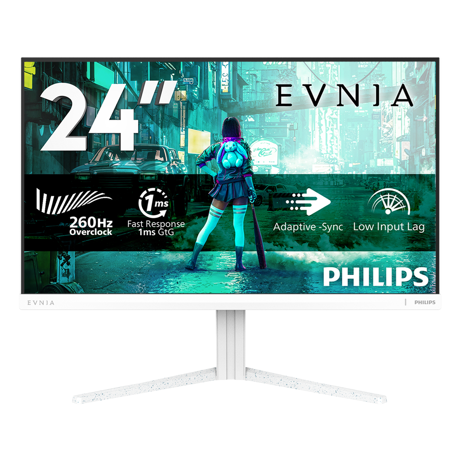 Philips Evnia 3000 24M2N3201PL - LED-skærm - 24"" (23.8"" til at se) - 1920 x 1080 Full HD (1080p) @ 260 Hz - Fast IPS - 1000:1 - HDR10 - 0.3 ms - HDMI, DisplayPort - hvid