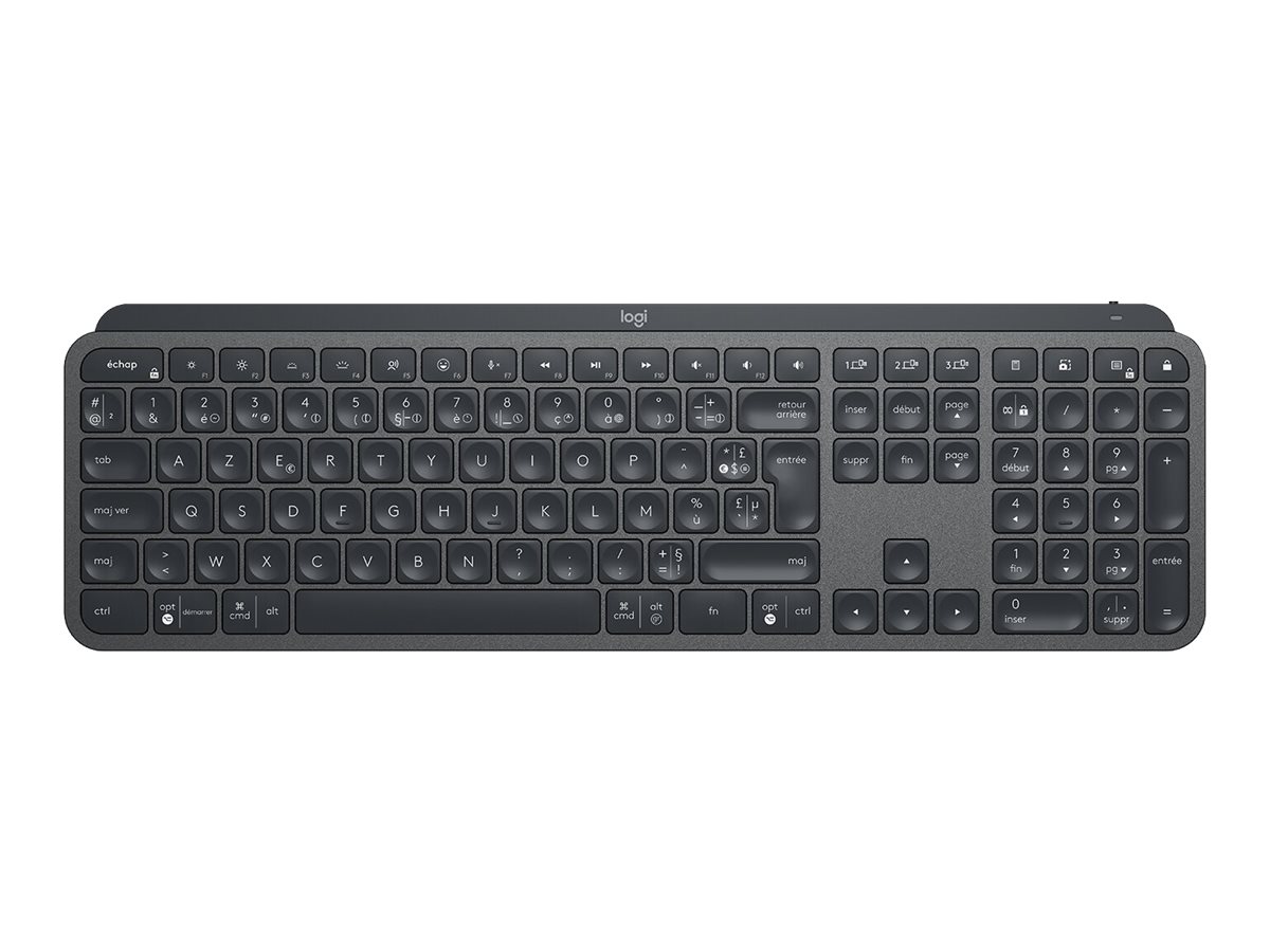 Logitech MX Keys - Tastatur - bagbelyst - trådløs - Bluetooth - AZERTY - fransk - grafit - Billede 2