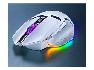 Razer Basilisk V3 pro - Mus - ergonomisk - højrehåndet - optisk - 11 knapper - kablet, trådløs - Bluetooth, 2.4 GHz - trådløs modtager (USB) - hvid - Billede 4