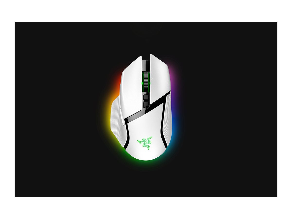 Razer Basilisk V3 pro - Mus - ergonomisk - højrehåndet - optisk - 11 knapper - kablet, trådløs - Bluetooth, 2.4 GHz - trådløs modtager (USB) - hvid - Billede 3