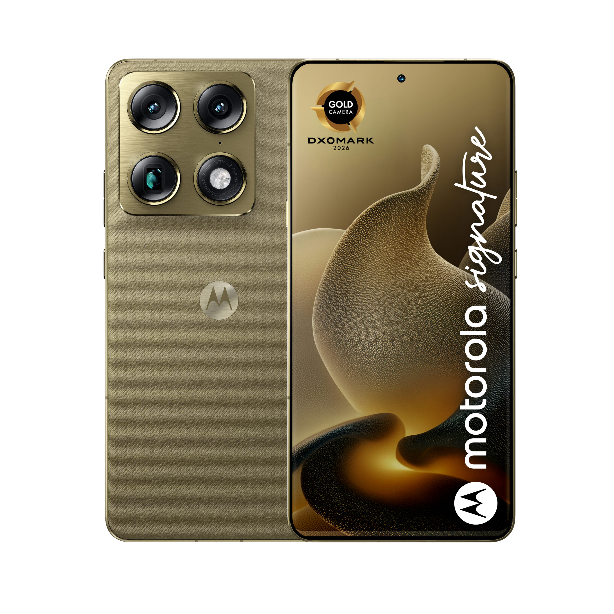 Motorola signature - 5G smartphone - dual-SIM - RAM 16 GB / Intern hukommelse 512 GB - OLED display - 6.78"" - 2780 x 1264 pixels (165 Hz) - 3x bagkamera 50 MP, 50 MP, 50 MP - front camera 50 MP - pantone martini oliven