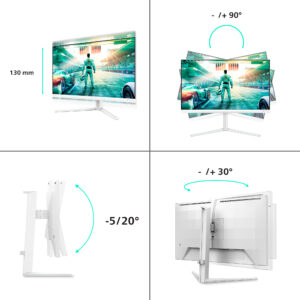 Philips Evnia 3000 27M2N3501PA - LED-skærm - gaming - 27"" - 2560 x 1440 QHD @ 260 Hz - IPS - 1000:1 - HDR10 - 0.3 ms - 2xHDMI, DisplayPort - højtalere - hvid - Billede 2