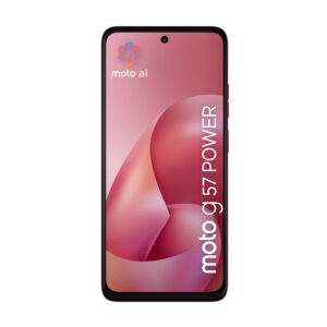 Motorola moto g57 power . Skærm diagonal: 17,1 cm (6.72""), Skærmopløsning: 2400 x 1080 pixel. Processorserie: Snapdragon, Processormodel: 6s Gen 4. RAM kapacitet: 12 GB, RAM-type: LPDDR4X, Intern lagerkapacitet: 256 GB. Bagerste kamera opløsning (numerisk): 50 MP, Bagkamera type: Dobbelt kamera. SIM-korts kapacitet: Dual SIM. Operativsystem installeret: Android 16.0. Batterikapacitet: 7000 mAh. Produktfarve: Lyserød. Vægt: 210,6 g - Billede 3