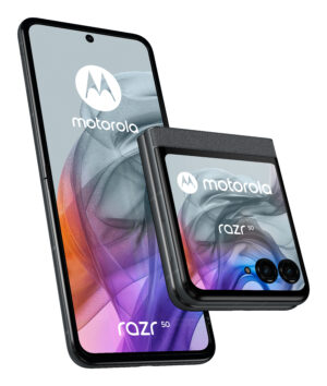 Motorola razr 50 17,5 cm (6.9") Dual SIM Android 14 5G USB Type-C 8 GB 256 GB 4200 mAh Grå 6.9" FHD+ pOLED + 3.6" pOLED, 8/256GB, MediaTek Dimensity 7300X, 50MP + 13MP, 32MP, 5G, eSIM + SIM, Bluetooth 5.4, WiFi, USB Type-C, 4200mAh, Android 14
