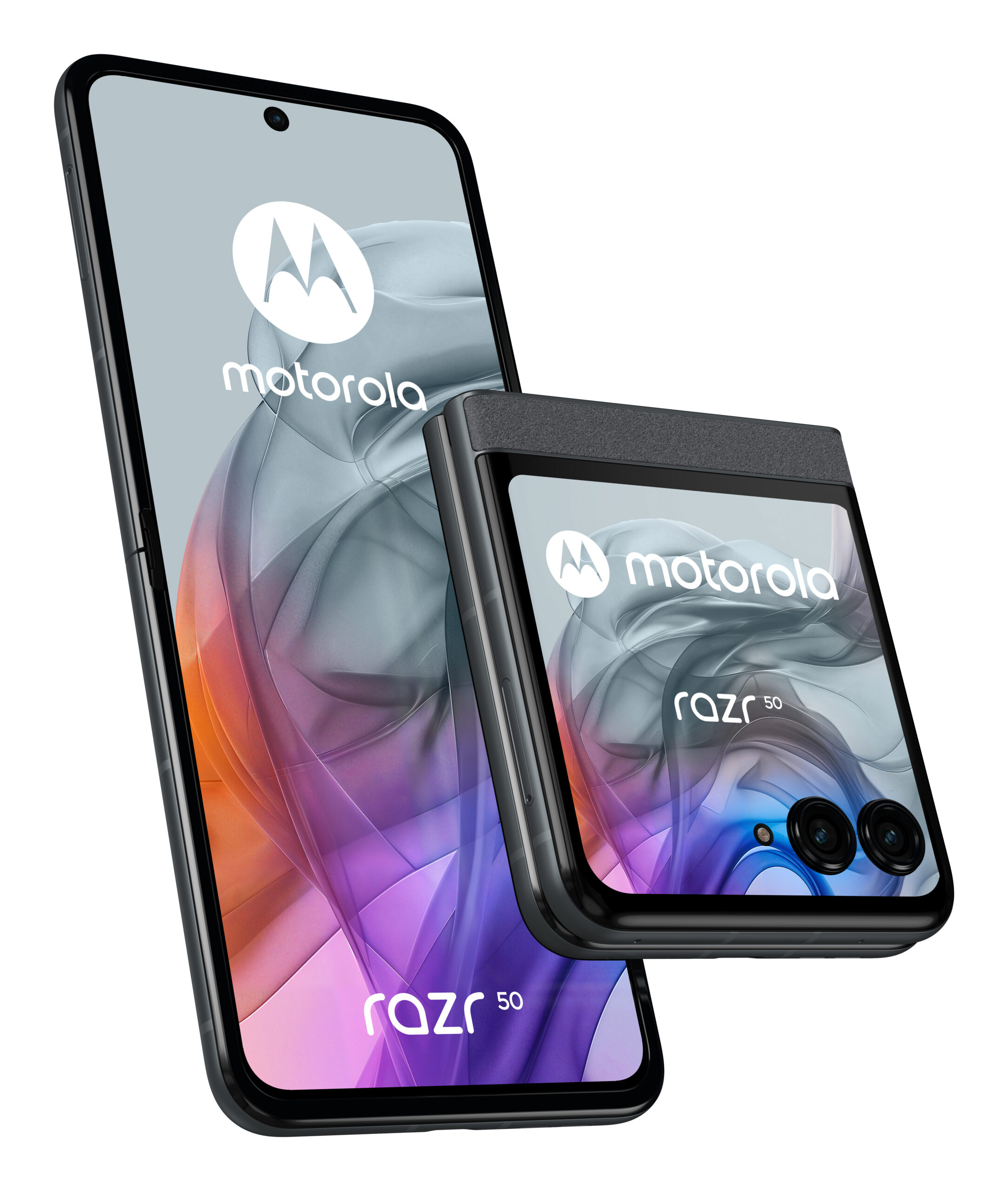 Motorola razr 50 17,5 cm (6.9") Dual SIM Android 14 5G USB Type-C 8 GB 256 GB 4200 mAh Grå 6.9" FHD+ pOLED + 3.6" pOLED, 8/256GB, MediaTek Dimensity 7300X, 50MP + 13MP, 32MP, 5G, eSIM + SIM, Bluetooth 5.4, WiFi, USB Type-C, 4200mAh, Android 14