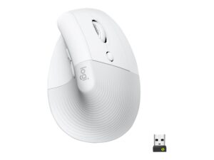 Logitech Lift Vertical Ergonomic Mouse - Lodret mus - ergonomisk - optisk - 6 knapper - trådløs - Bluetooth, 2.4 GHz - Logitech Logi Bolt USB-modtager - off-white