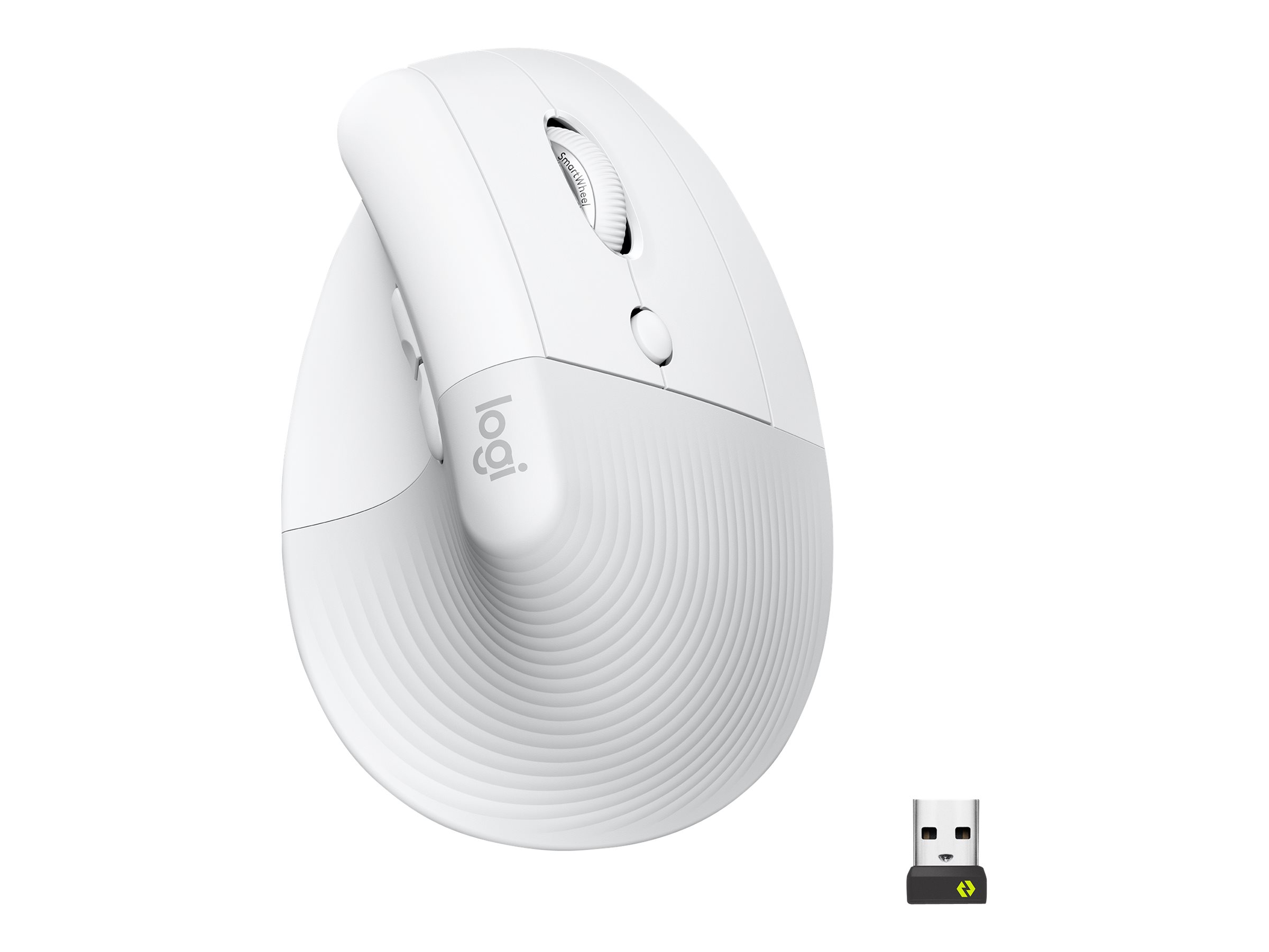 Logitech Lift Vertical Ergonomic Mouse - Lodret mus - ergonomisk - optisk - 6 knapper - trådløs - Bluetooth, 2.4 GHz - Logitech Logi Bolt USB-modtager - off-white