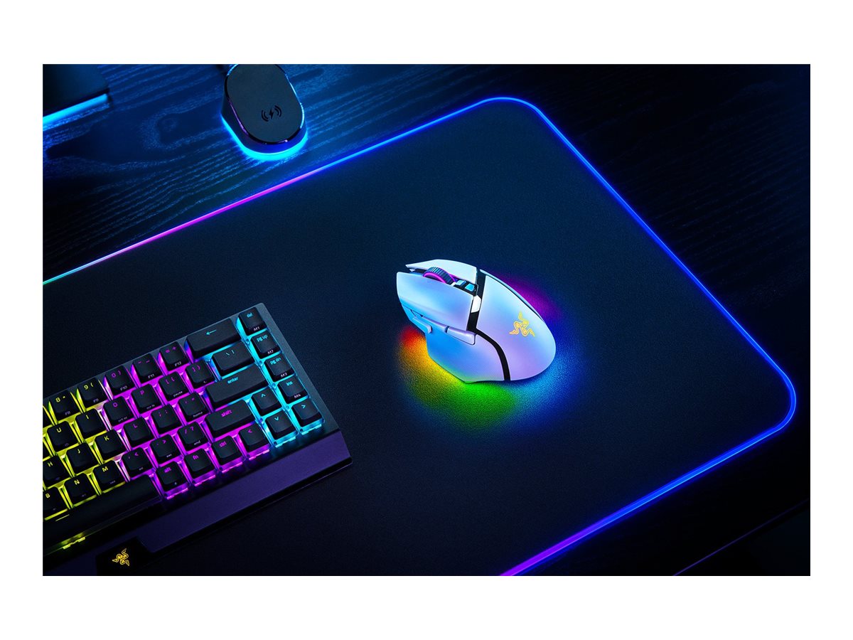 Razer Basilisk V3 pro - Mus - ergonomisk - højrehåndet - optisk - 11 knapper - kablet, trådløs - Bluetooth, 2.4 GHz - trådløs modtager (USB) - hvid - Billede 5
