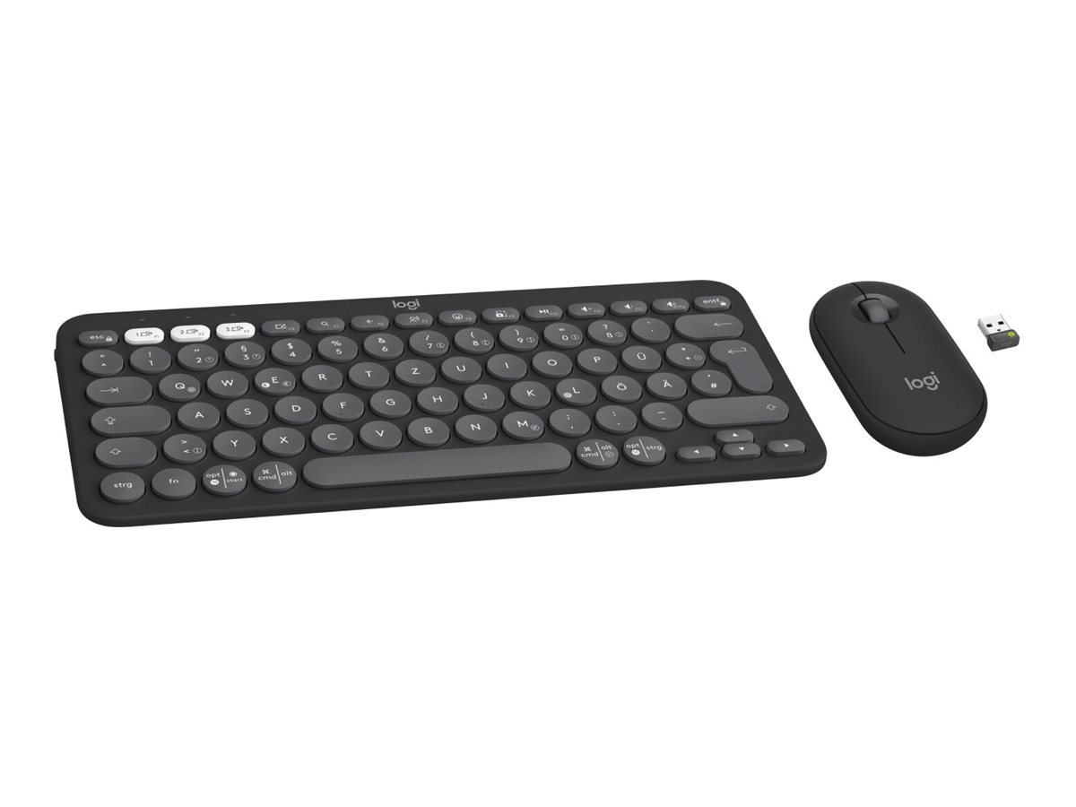 Logitech Pebble 2 Combo - Sæt med mus og tastatur - trådløs - Bluetooth LE - QWERTY - US International - tonalt hvidt - Billede 2