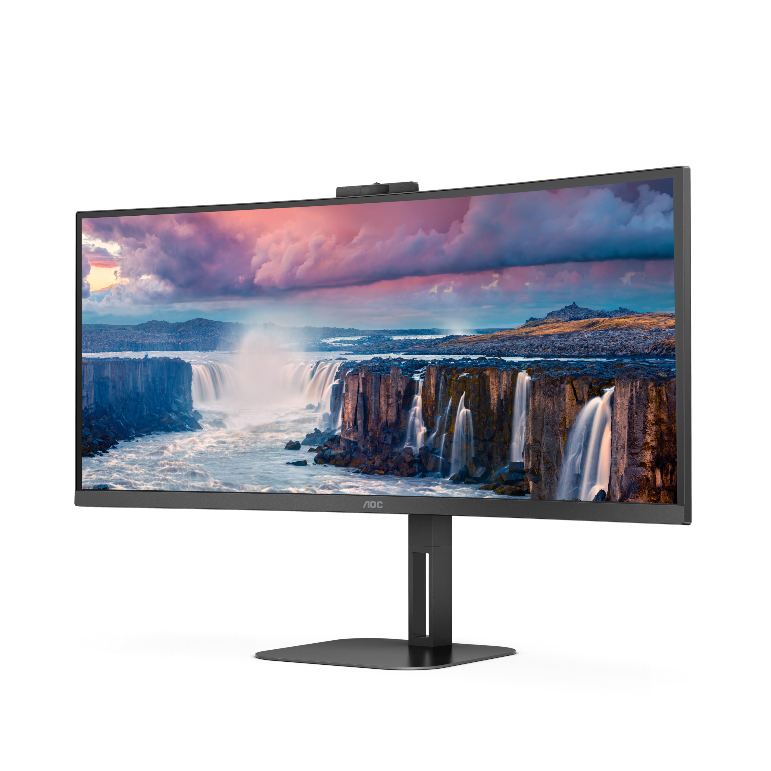 AOC Value-line CU34V5CW/BK - V5 series - LED-skærm - kurvet - 34"" - 3440 x 1440 WQHD @ 100 Hz - VA - 300 cd/m² - 3000:1 - 4 ms - HDMI, DisplayPort, USB-C - højtalere - sort - Billede 5