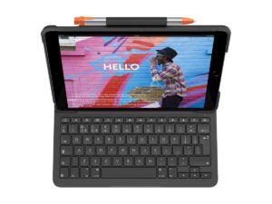 Logitech Slim Folio - Tastatur og folio-kasse - trådløs - Bluetooth LE - QWERTY - nordisk (dansk/finsk/norsk/svensk) - oxford-grå - for Apple 10.9-inch iPad (10. generation)