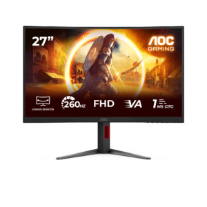 AOC Gaming C27G4Z2 - G4 Series - LED-skærm - gaming - kurvet - 27"" - 1920 x 1080 Full HD @ 260 Hz - VA - 300 cd/m² - 3000:1 - HDR10 - 0.3 ms - 2xHDMI, DisplayPort - sort, rød