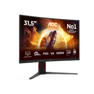AOC Gaming C32G4Z - LED-skærm - gaming - kurvet - 32"" (31.5"" til at se) - 1920 x 1080 Full HD (1080p) @ 240 Hz - VA - 3500:1 - HDR10 - 0.3 ms - HDMI, DisplayPort - højtalere - sort, rød - Billede 2