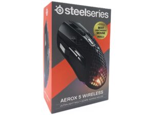 SteelSeries Aerox 5 - Mus - ergonomisk - højrehåndet - optisk - 9 knapper - trådløs, kablet - USB, 2.4 GHz, Bluetooth 5.0 - USB-C trådløs modtager - mat sort