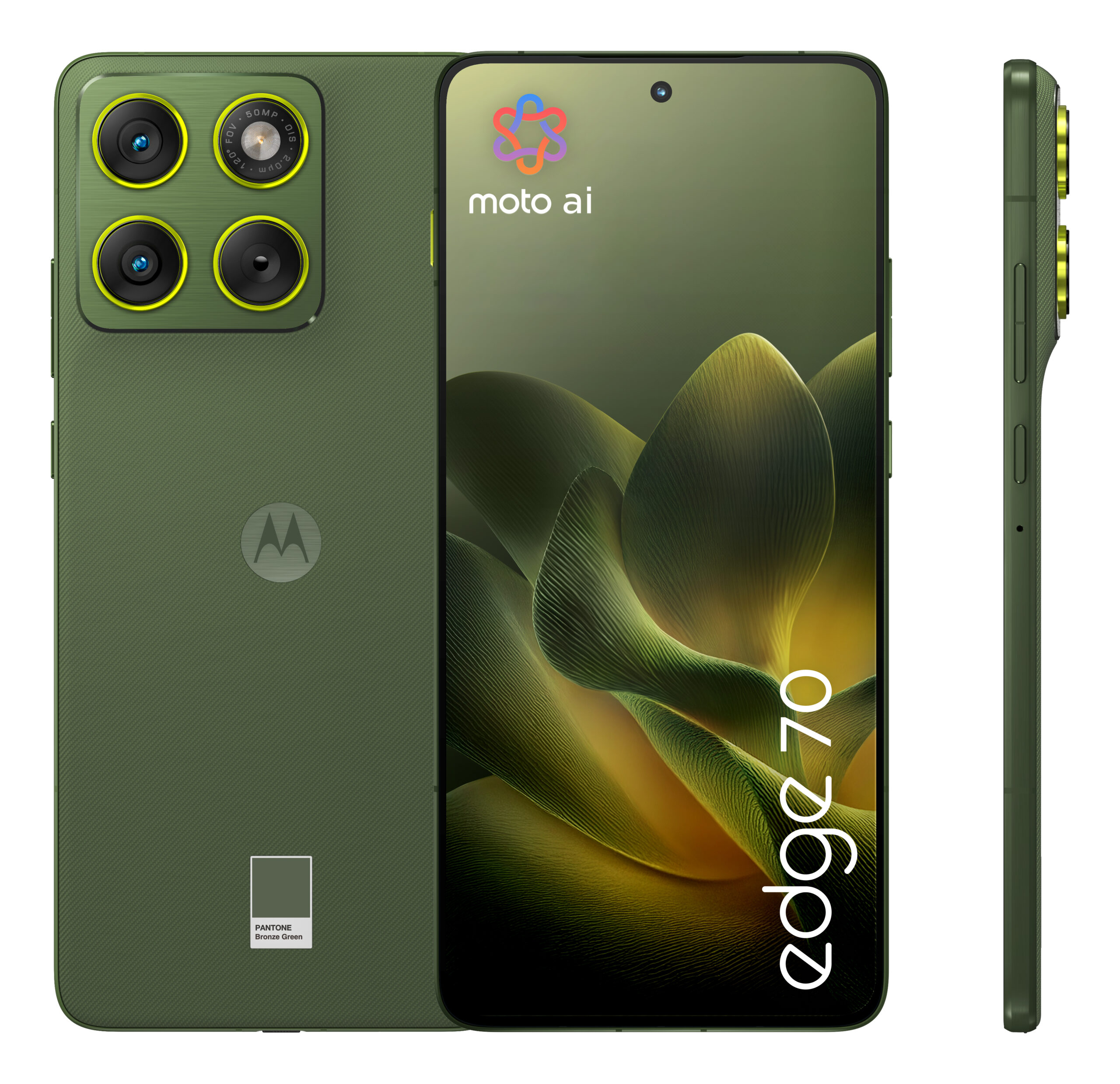 Motorola edge 70 17 cm (6.7") Dual SIM Android 16.0 5G USB Type-C 12 GB 512 GB 4800 mAh Grøn 6.7" AMOLED, 2712 x 1220px, 446ppi, 20:9, Snapdragon 7 Gen 4, 12/512GB, 50MP + 50MP, 50MP, 5G, Wi-Fi 6E, Bluetooth 5.4, NFC, USB Type-C, 4800mAh, Google Gemini, Android 16 - Billede 2