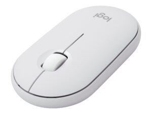 Logitech Pebble Mouse 2 M350s - Mus - optisk - 3 knapper - trådløs - Bluetooth 5.2 LE - tonalt hvidt