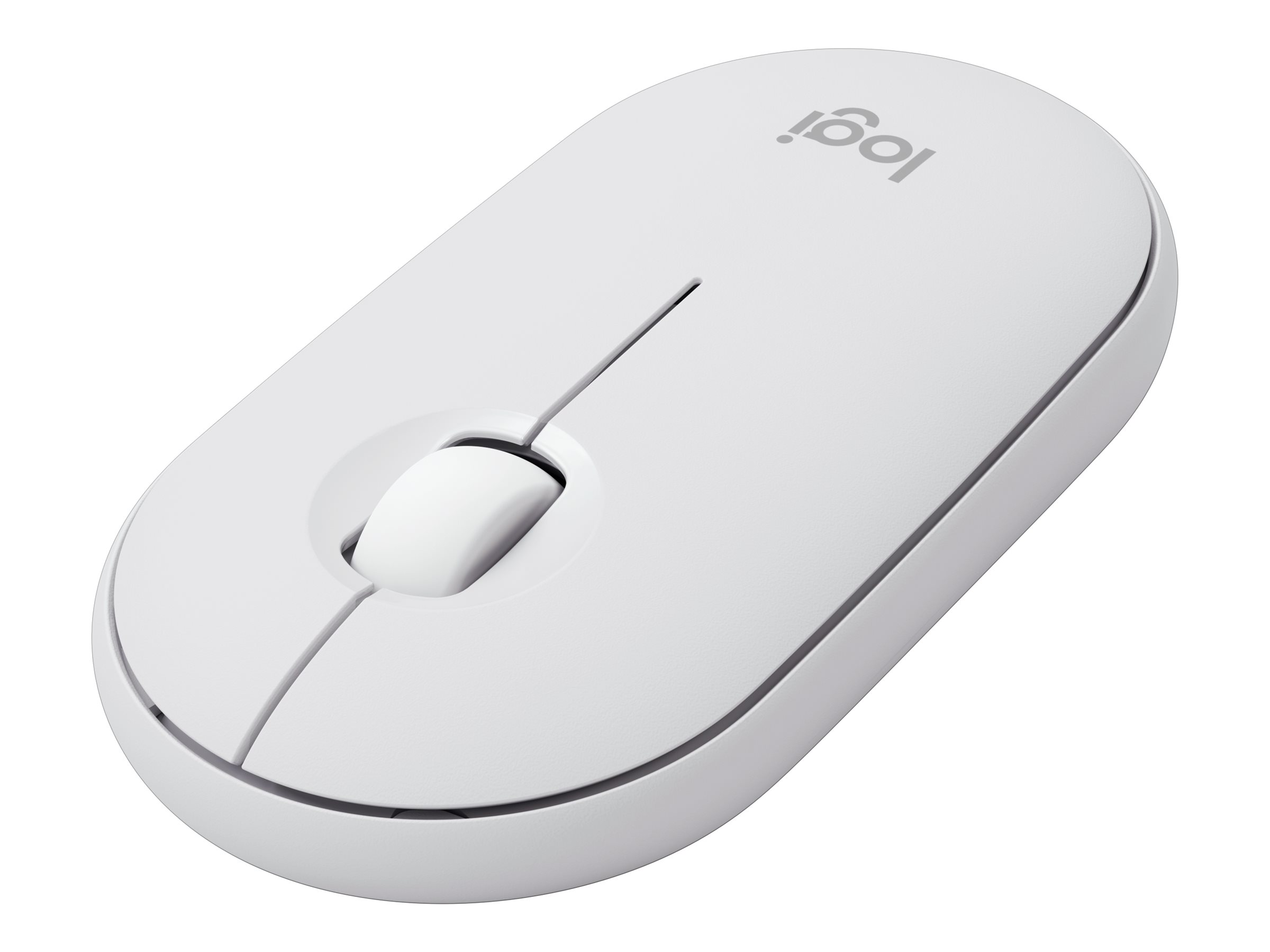 Logitech Pebble Mouse 2 M350s - Mus - optisk - 3 knapper - trådløs - Bluetooth 5.2 LE - tonalt hvidt