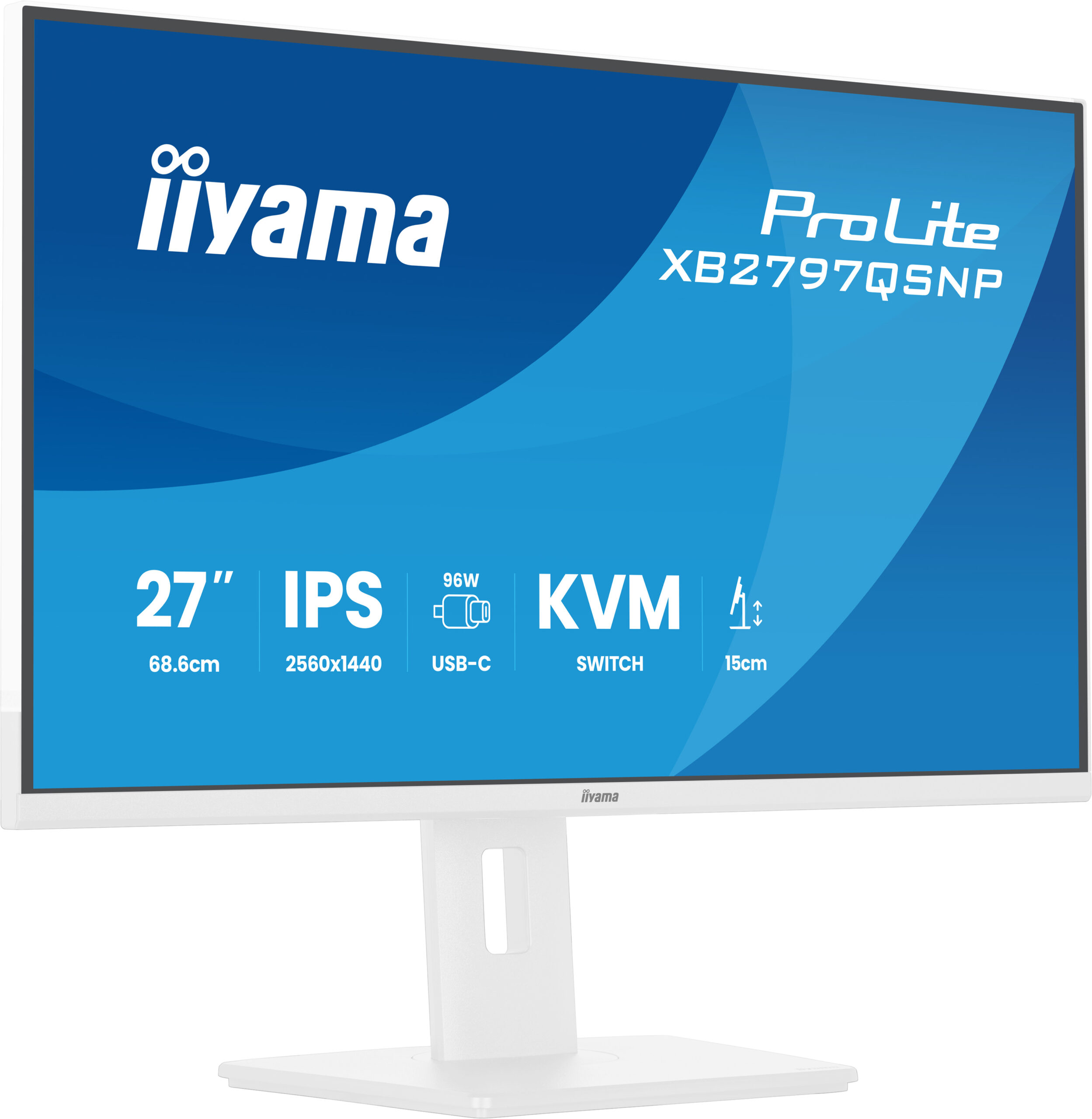 iiyama ProLite XB2797QSNP-W1 - LCD-skærm - 27"" - 2560 x 1440 QHD @ 75 Hz - IPS - 350 cd/m² - 1000:1 - 1 ms - HDMI, DisplayPort, USB-C - højtalere - hvid, mat - Billede 5