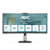 AOC Value-line CU34V5CW/BK - V5 series - LED-skærm - kurvet - 34"" - 3440 x 1440 WQHD @ 100 Hz - VA - 300 cd/m² - 3000:1 - 4 ms - HDMI, DisplayPort, USB-C - højtalere - sort