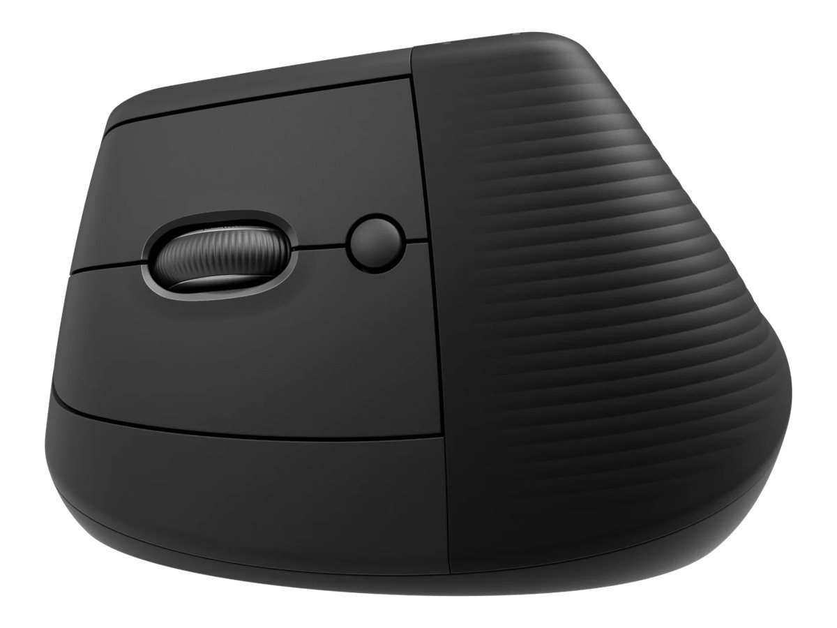 Logitech Lift Vertical Ergonomic Mouse - Lodret mus - ergonomisk - venstrehåndet - optisk - 6 knapper - trådløs - Bluetooth, 2.4 GHz - Logitech Logi Bolt USB-modtager - grafit