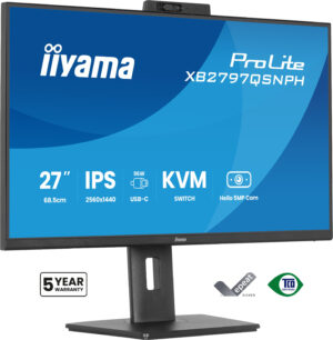 iiyama ProLite XB2797QSNPH-B1 - LED-skærm - 27"" - 2560 x 1440 QHD @ 75 Hz - IPS - 350 cd/m² - 1000:1 - 1 ms - HDMI, DisplayPort, USB-C - højtalere - sort, mat
