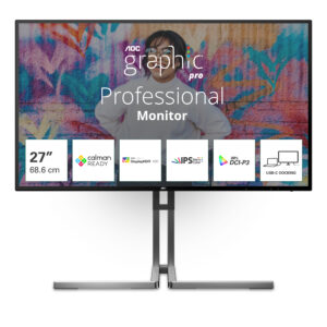 AOC U27U3CV - Graphic Pro Series - LED-skærm - 27"" - 3840 x 2160 4K @ 60 Hz - Nano IPS - 350 cd/m² - 1300:1 - DisplayHDR 400 - 4 ms - 2xHDMI, DisplayPort, 2xUSB-C - højtalere - sort