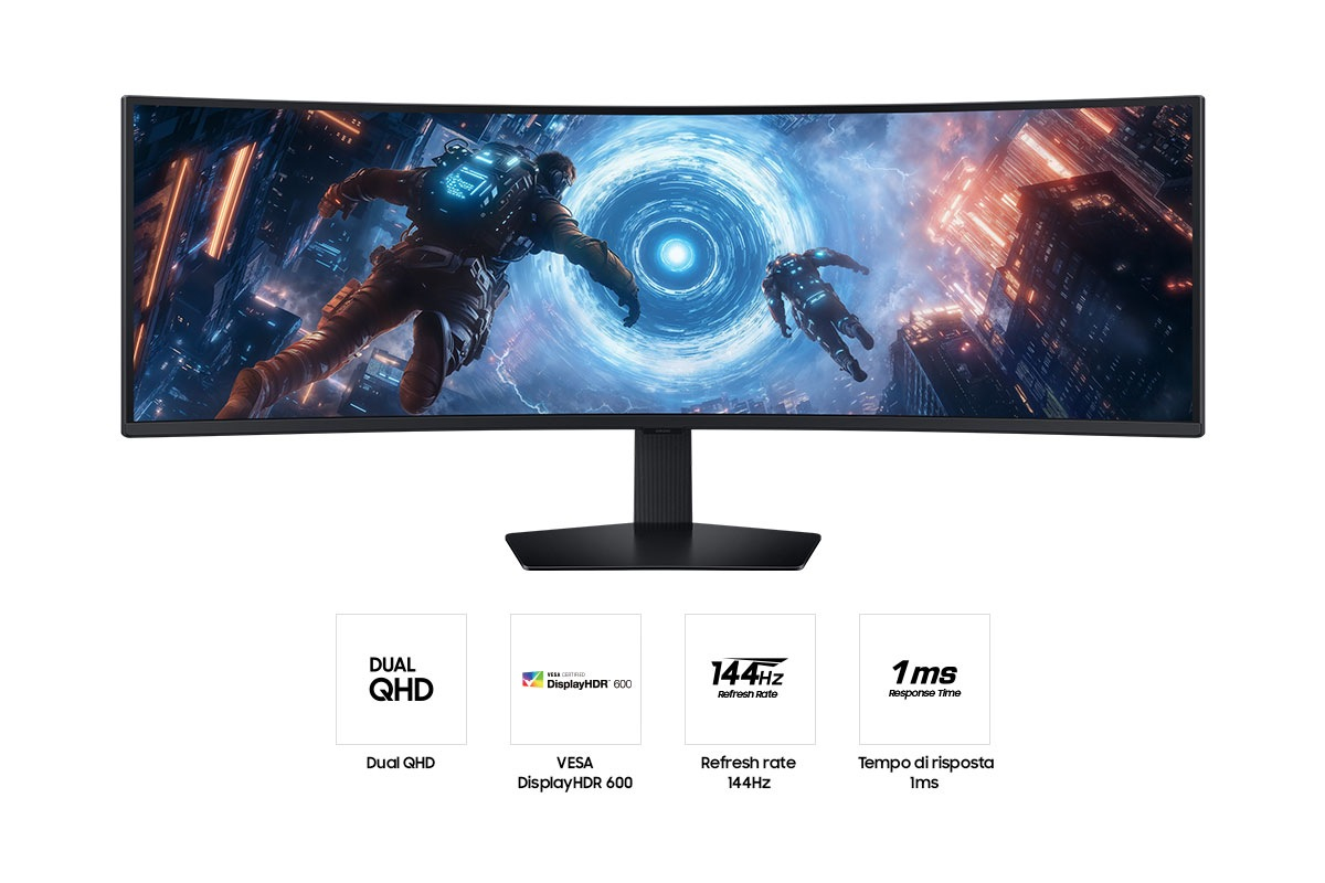 Samsung Odyssey G9 S49FG912EU - G91F Series - LED-skærm - gaming - kurvet - 49"" - 5120 x 1440 Dual Quad HD @ 144 Hz - VA - 350 cd/m² - 2500:1 - DisplayHDR 600 - 1 ms - 2xHDMI, DisplayPort - sort - Billede 4