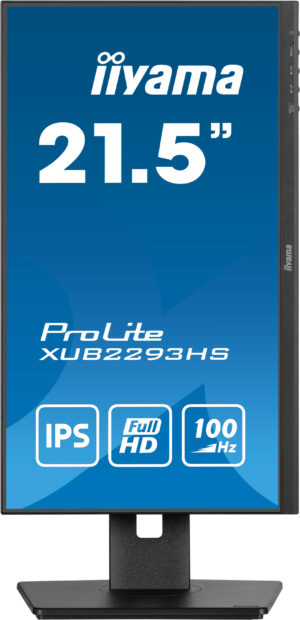 iiyama ProLite XUB2293HS-B6 - LED-skærm - 21.5"" - 1920 x 1080 Full HD (1080p) @ 100 Hz - IPS - 300 cd/m² - 1000:1 - 1 ms - HDMI, DisplayPort - højtalere - mat sort - Billede 3