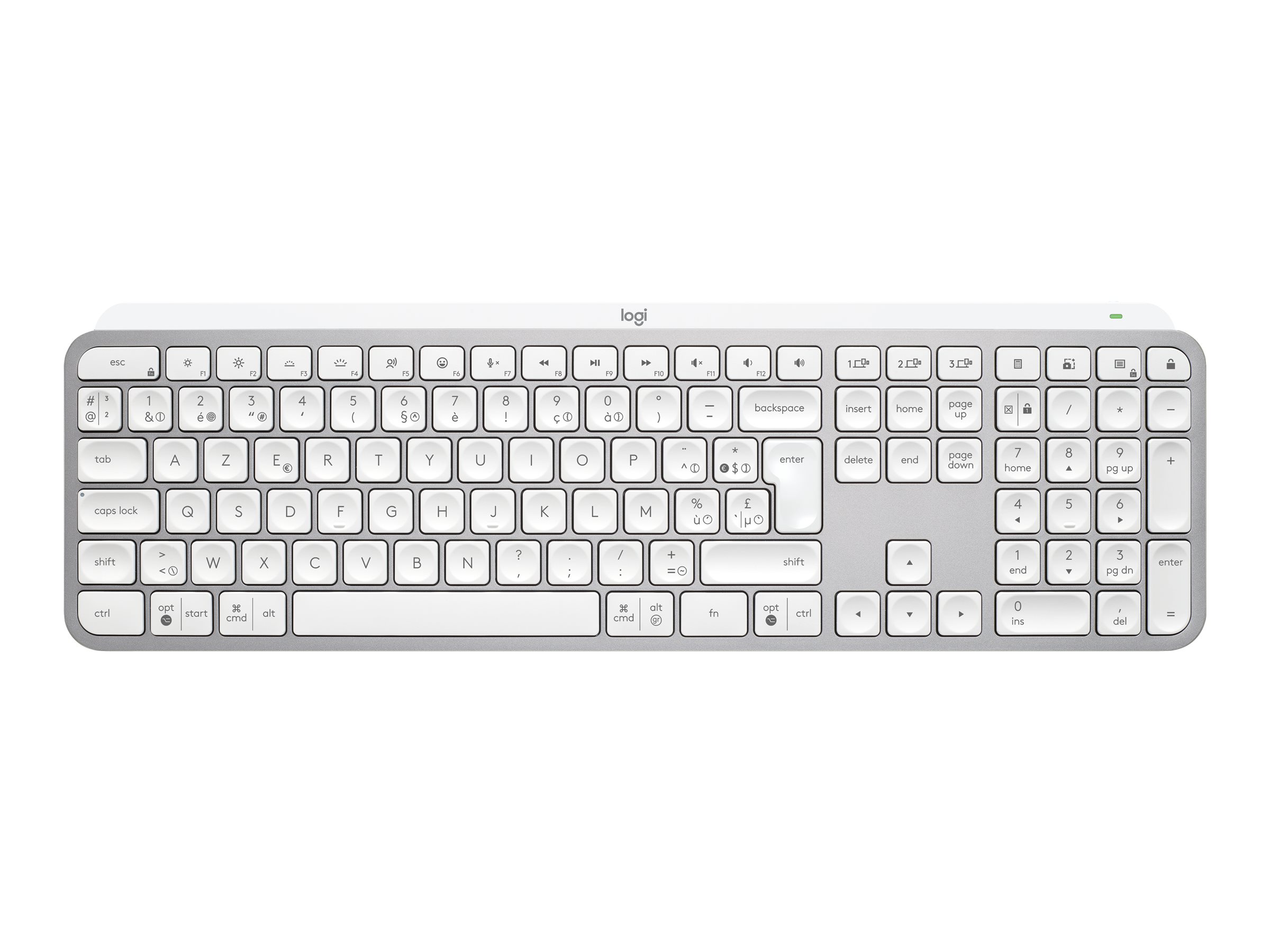 Logitech MX Keys S - Tastatur - bagbelyst - trådløs - Bluetooth LE - QWERTY - nordisk (dansk/finsk/norsk/svensk) - tastkontakt: Scissor-Key - bleg grå - Billede 2
