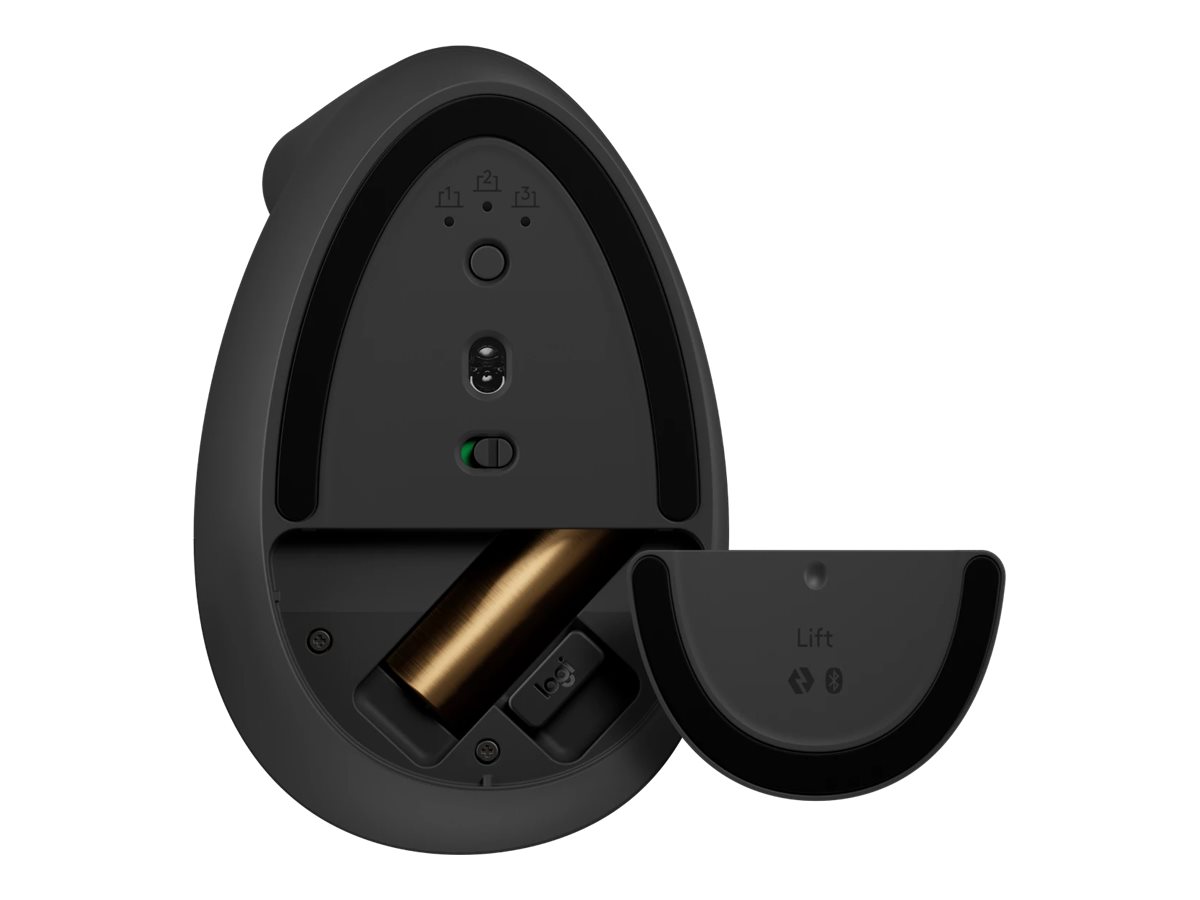 Logitech Lift Vertical Ergonomic Mouse - Lodret mus - ergonomisk - venstrehåndet - optisk - 6 knapper - trådløs - Bluetooth, 2.4 GHz - Logitech Logi Bolt USB-modtager - grafit - Billede 5