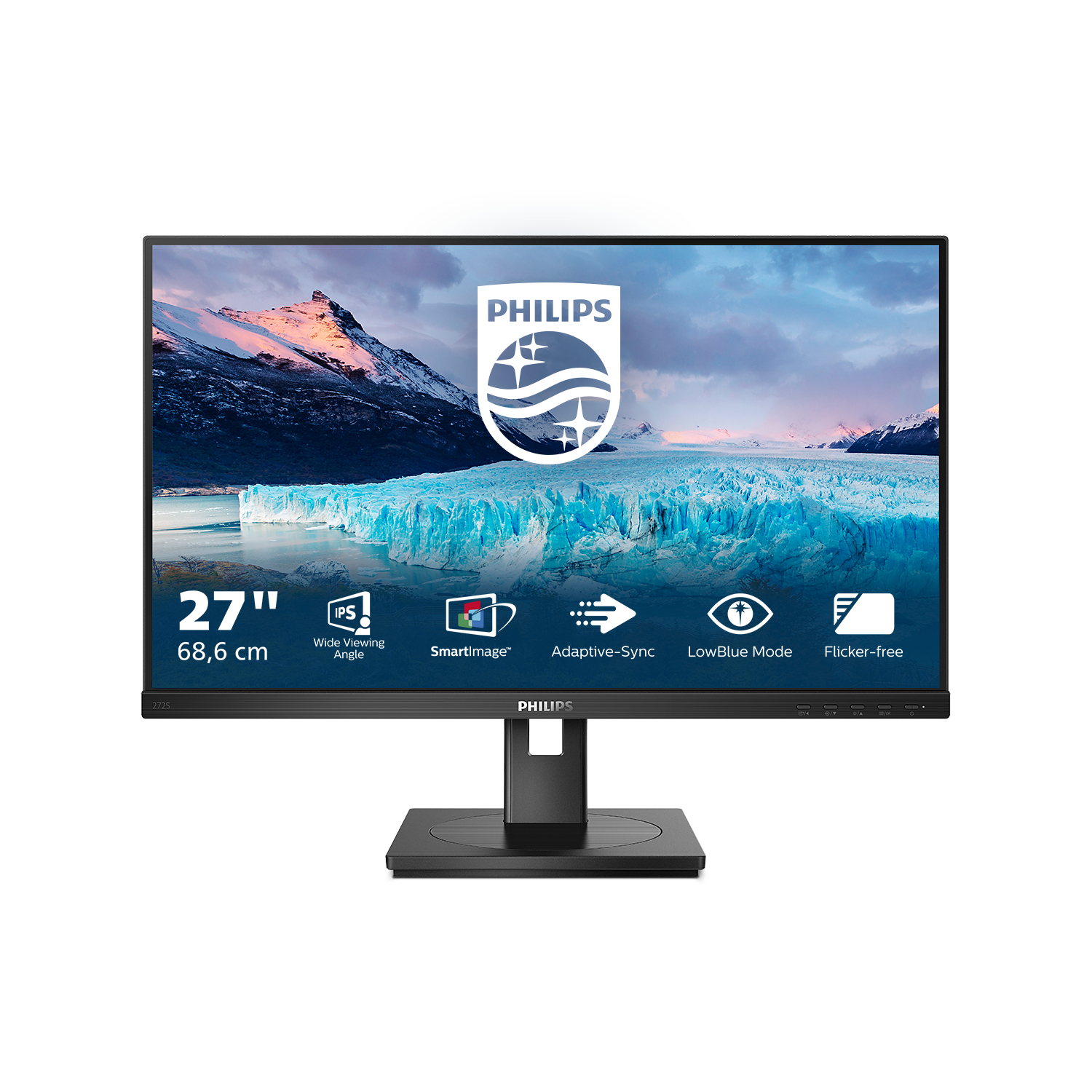Philips S-line 272S1M - LED-skærm - 27"" - 1920 x 1080 Full HD (1080p) @ 75 Hz - IPS - 250 cd/m² - 1000:1 - 4 ms - HDMI, DVI-D, VGA, DisplayPort - højtalere - sort