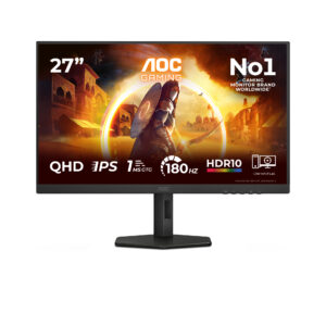 AOC Gaming Q27G4XF - LED-skærm - gaming - 27"" - 2560 x 1440 QHD @ 180 Hz - Fast IPS - 300 cd/m² - 1000:1 - HDR10 - 0.5 ms - HDMI, DisplayPort - sort