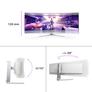 Philips Evnia 8000 49M2C8900L/00 computerskærm 124,2 cm (48.9") 5120 x 1440 pixel Dual QHD QD-OLED Hvid - Billede 4